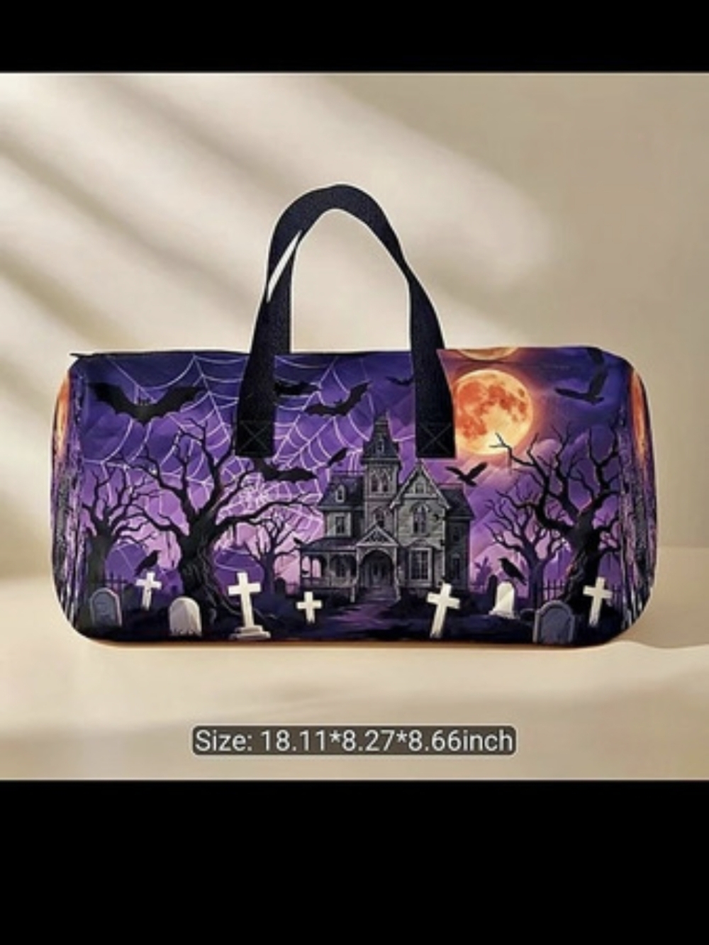 Halloween Print Travel Bag in Purple & Black